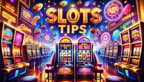 Ilustrasi permainan slot online dengan berbagai simbol buah dan angka yang berwarna cerah